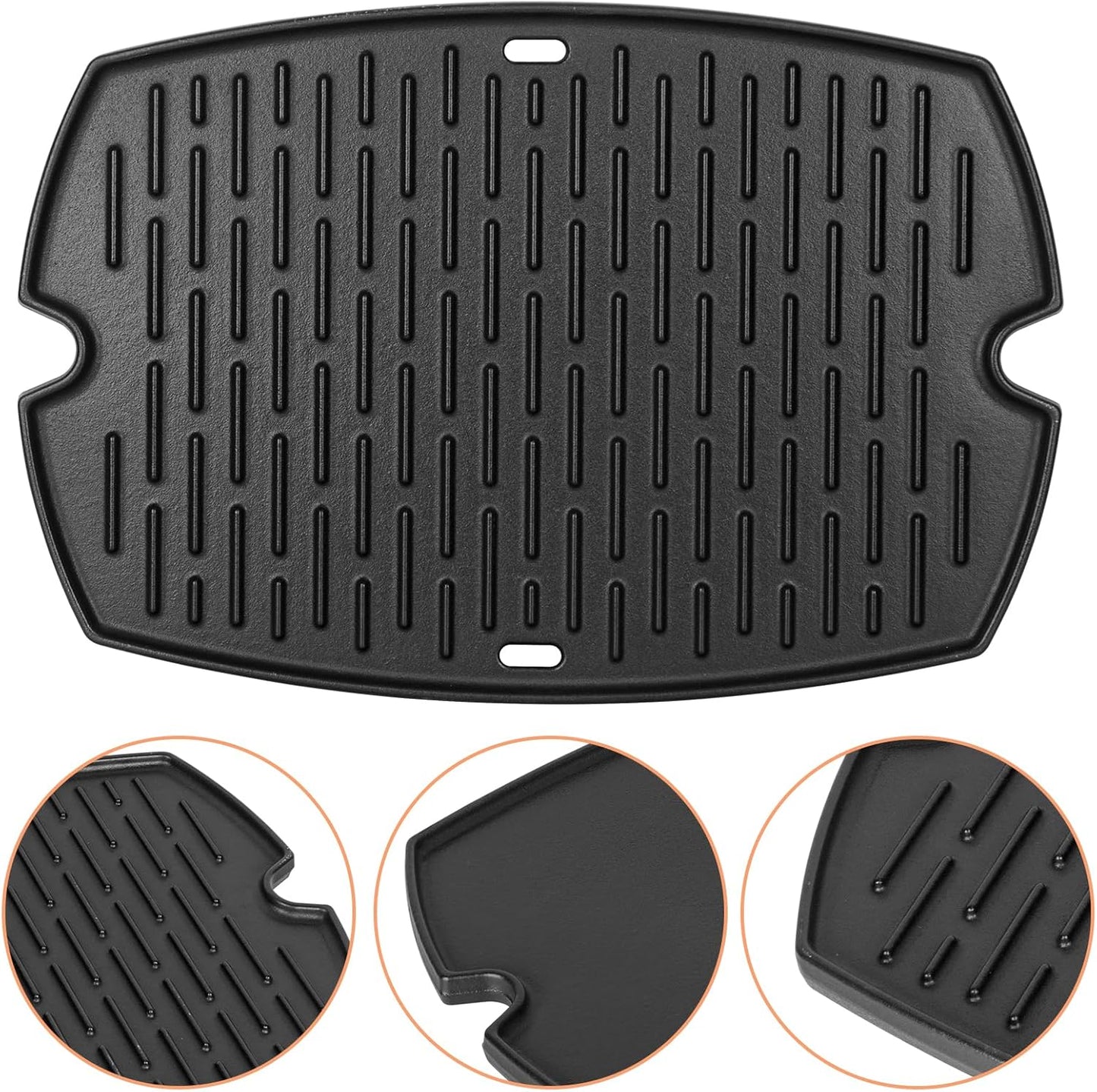 7584 Q3200 Griddle for Weber Q300 Q320 Q3000 Q3100 Q3200 Full Size Grill Plate Parts, Flat Top Cast Iron Griddle Insert for Weber 7646 Q320 Accessories, for WeberQ Grill Parts