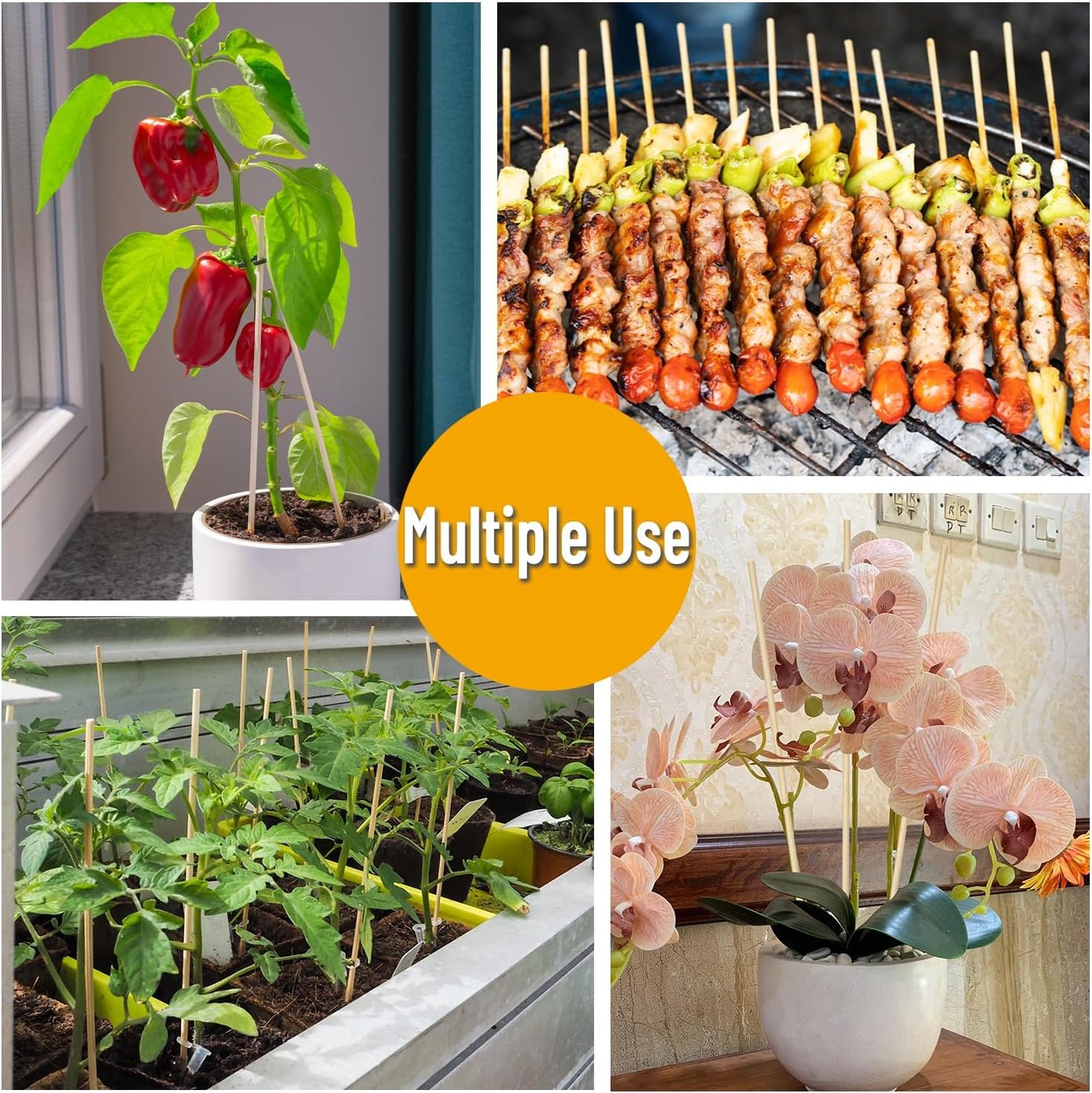 50Pcs Plant Stakes Natural Bamboo Sticks Support for Indoor and Outdoor Plants,18 Inch Sturdy Garden Stakes Wooden Gardening Floral Potted Plant,Flowers,Crafts Stick