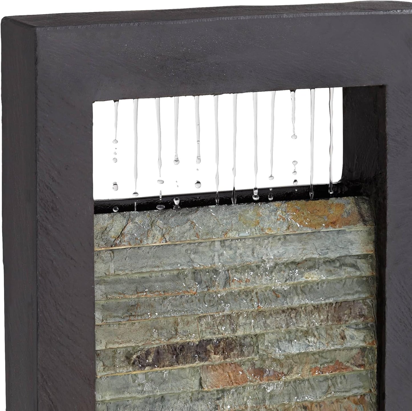 Stave 48" High Large Modern Indoor Outdoor Decor Cream Slate Stone Floor Fountain with Light LED Standing Waterfall Tall Water Feature for Outside Garden Patio Yard Backyard Deck - John Timberland