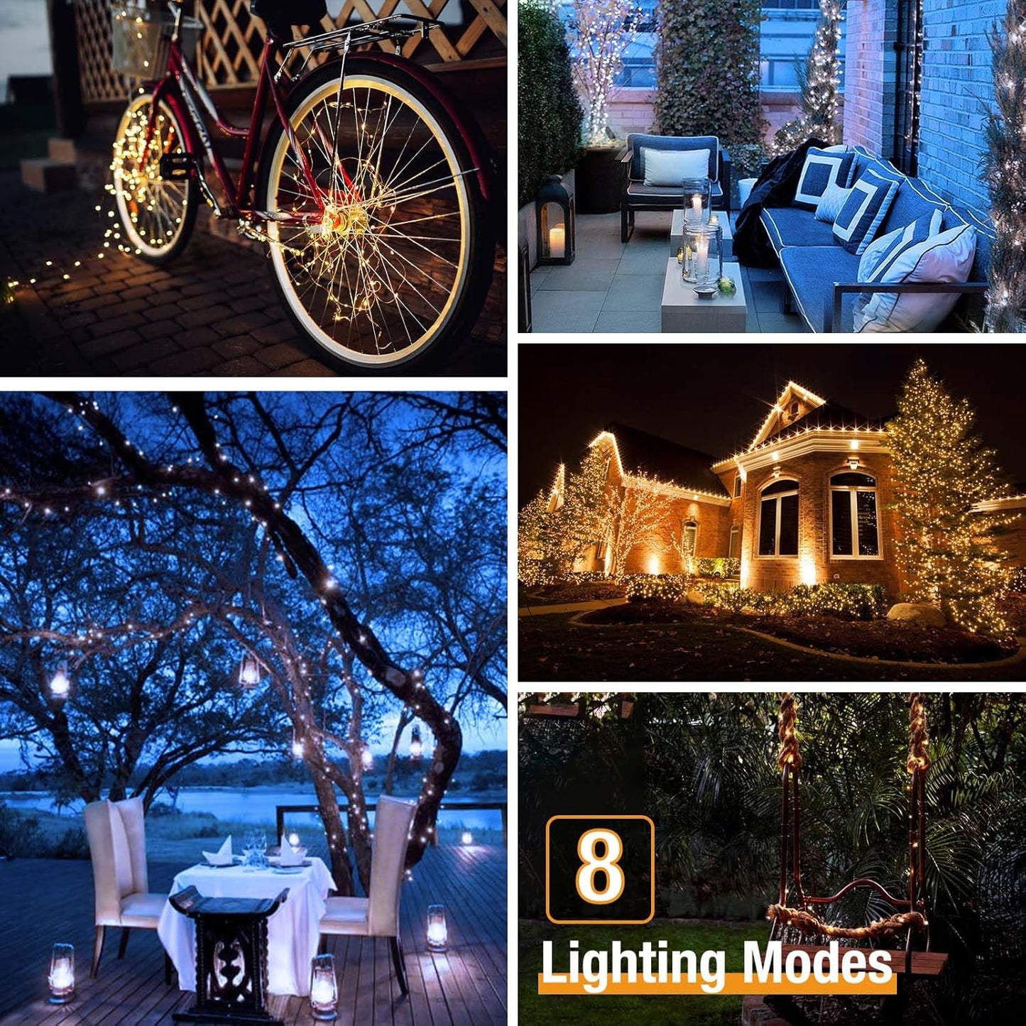 4 Pack Solar String Lights Outdoor - 320LED 132FT Solar Fairy Lights Outside Waterproof 8 Modes, Copper Wire Solar Powered Twinkling Lights for Tree Garden Patio Christmas Wedding Party Decorations