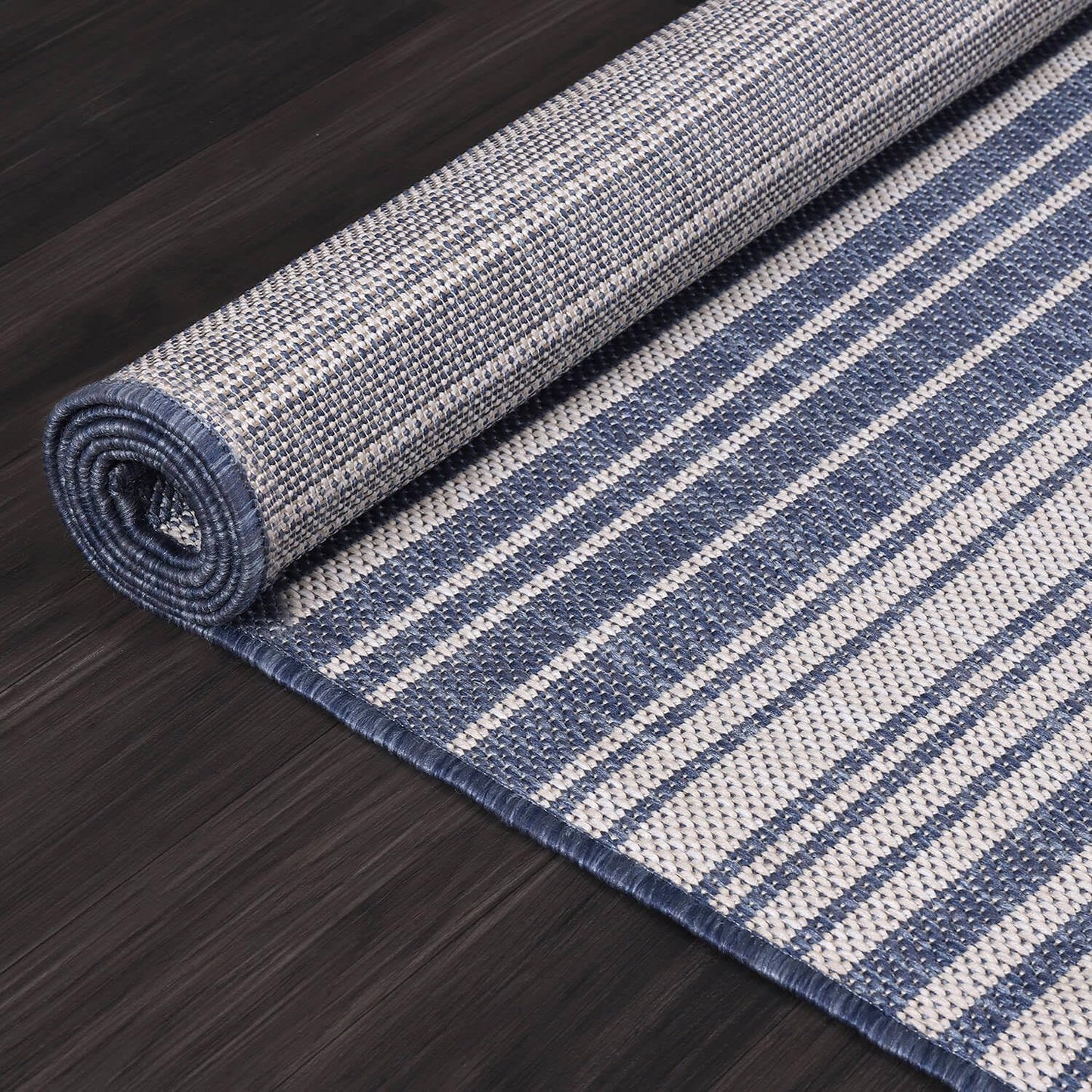 Stripe Outdoor Rug 9x12 Washable Outside Carpet for Indoor Patio Porch Waterproof Easy Cleaning Non Shedding Area Rugs Blue 9 x 12