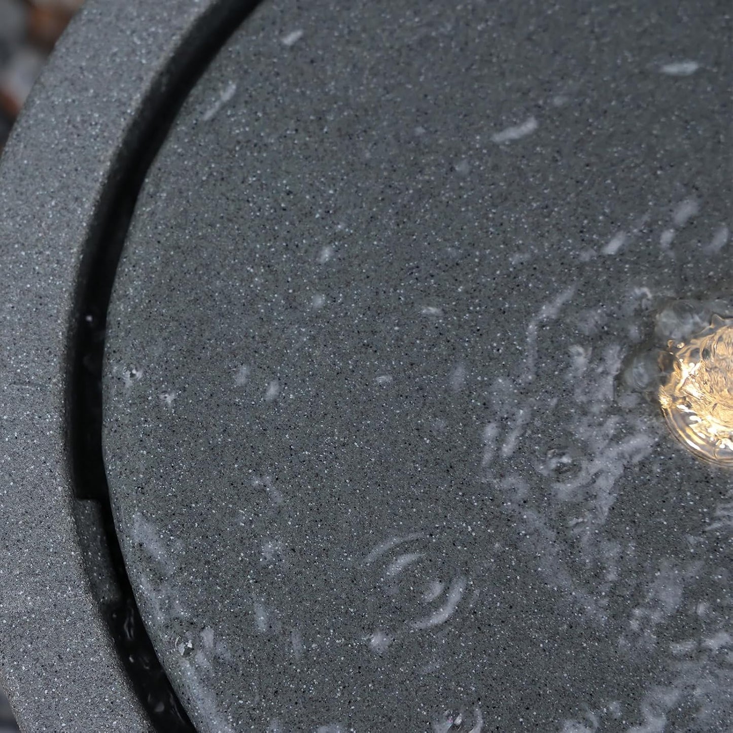 10.23” H Outdoor Water Fountain Made with Eco-Friendly Recyclable Materials, Polyethylene Round Bubbler Outdoor Fountain, Garden Decor with LED Light for Patio, Porch, Backyard