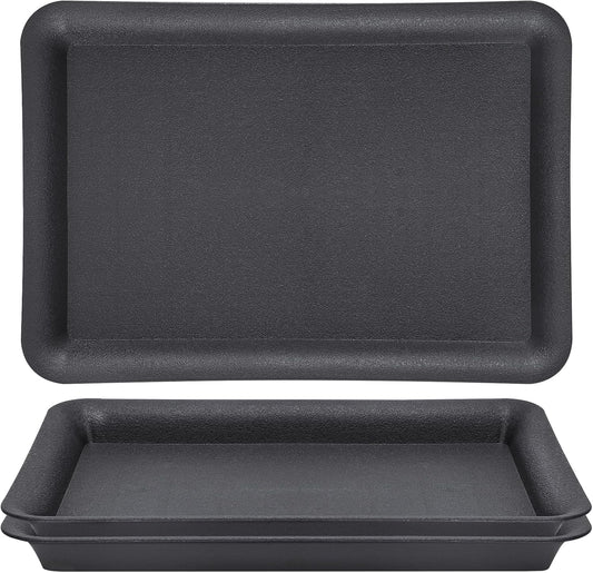 GREANER 17 Inch Plastic Plant Saucer, Black Trays for Plants, Flower Pot No Holes Plant Drip Trays, Plant Trays for Pots Heavy Duty Plastic Plant Saucers for Indoors Outdoors