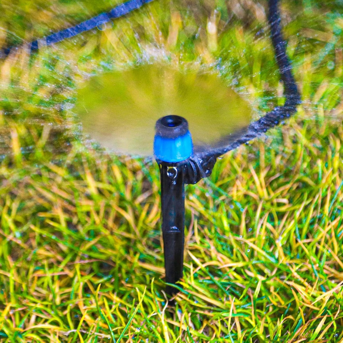 20 Pieces Drip Irrigation Emitters, Adjustable 360 Degree Drip Vortex Emitters on 5" with Stake for 1/4" Drip Irrigation Tubing Irrigation Fan Shape Drippers for Garden Watering System