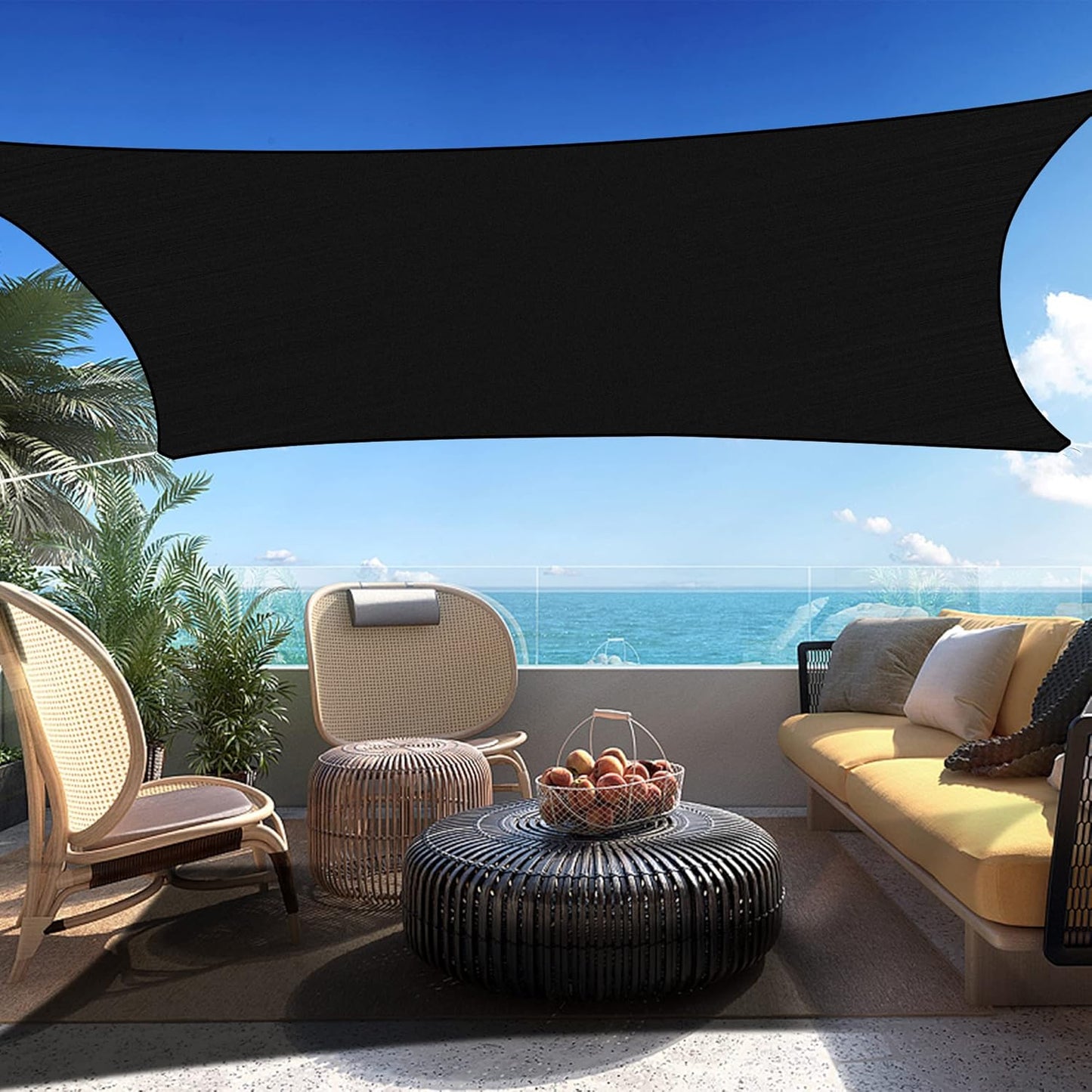 4' x 19' Black Rectangle Sun Shade Sail SSP1212 Canopy Durable Fabric UV Block Awning,We Make Custom Orders
