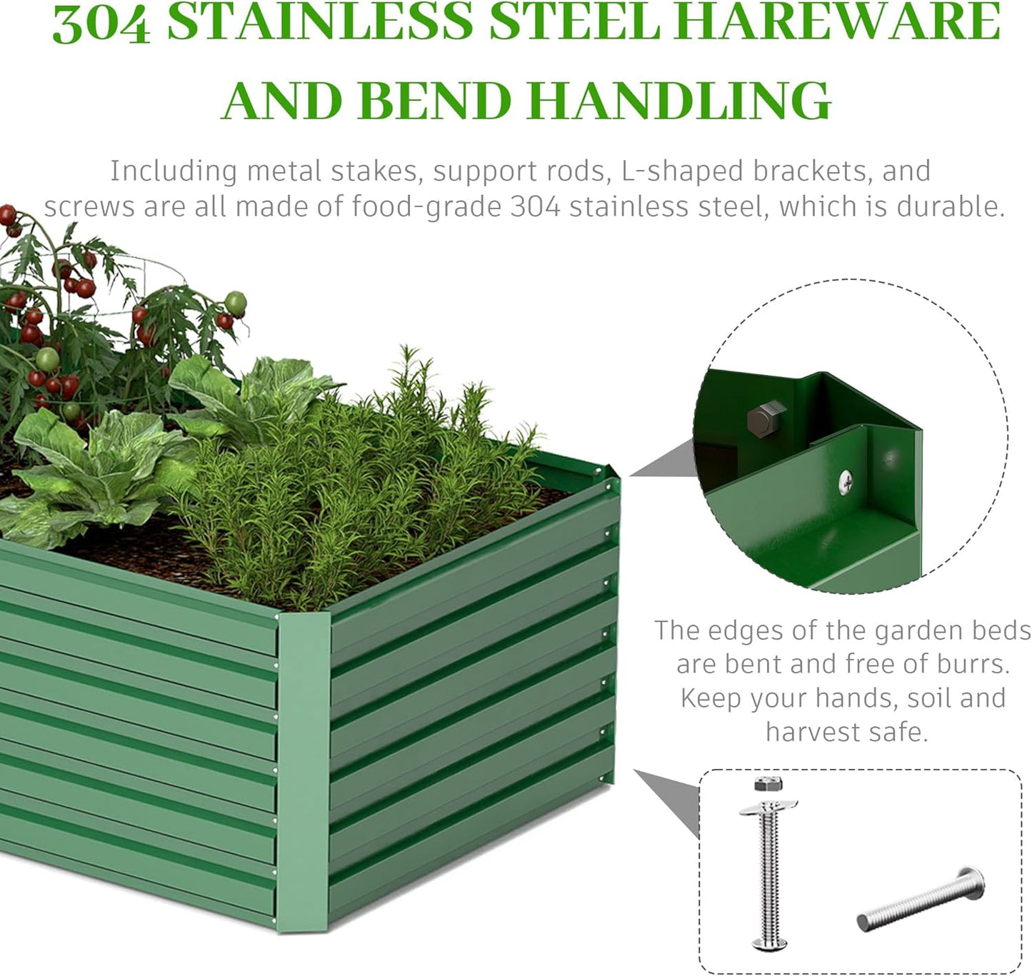 8x4x2 ft Raised Garden Bed, Large Metal Planter Raised Beds, Planters for Outdoor Plants for Vegetables, Flowers, Herbs, Fruits, and Succulents.
