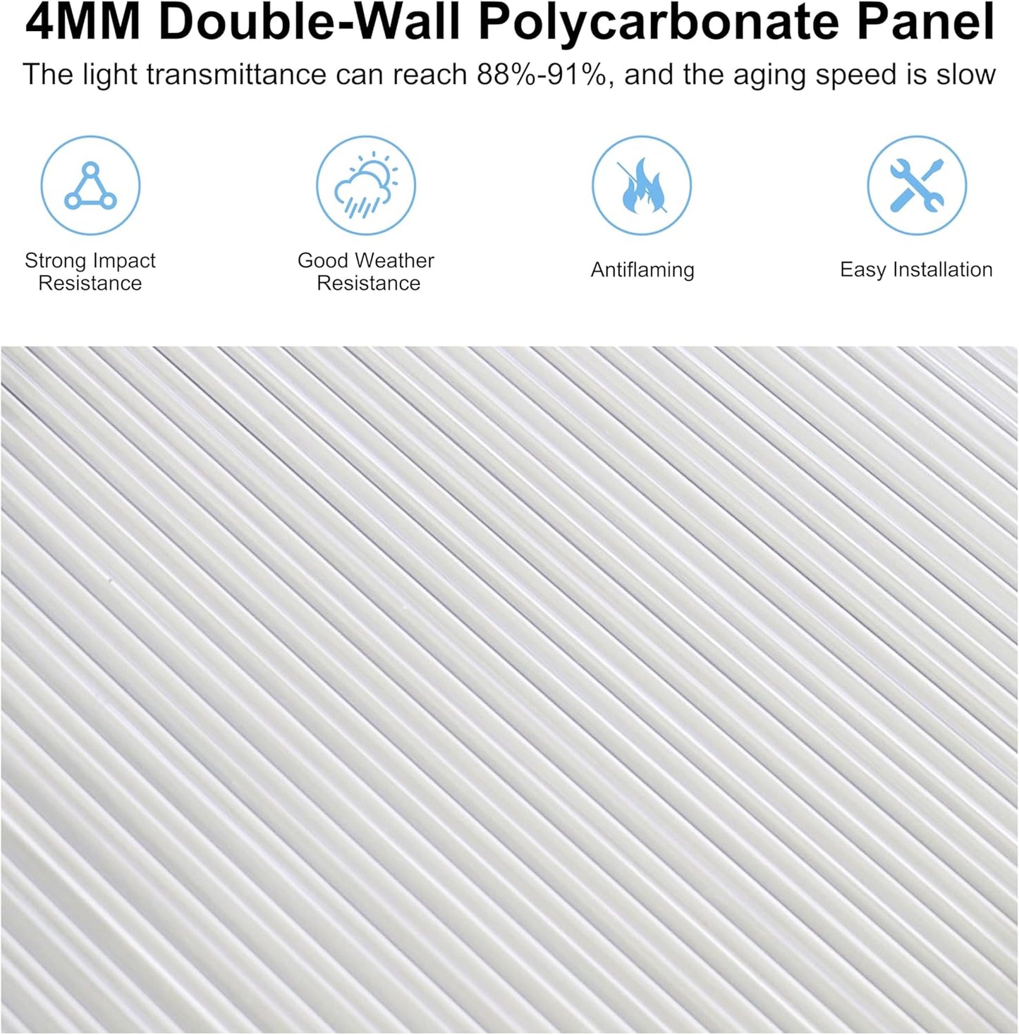 6' x10' Double-Wall Polycarbonate Aluminum Greenhouse Kit for Outdoor, Walk-in Greenhouse with Lockable Door and Adjustable Roof Vent, Backyard Garden in Winter, White