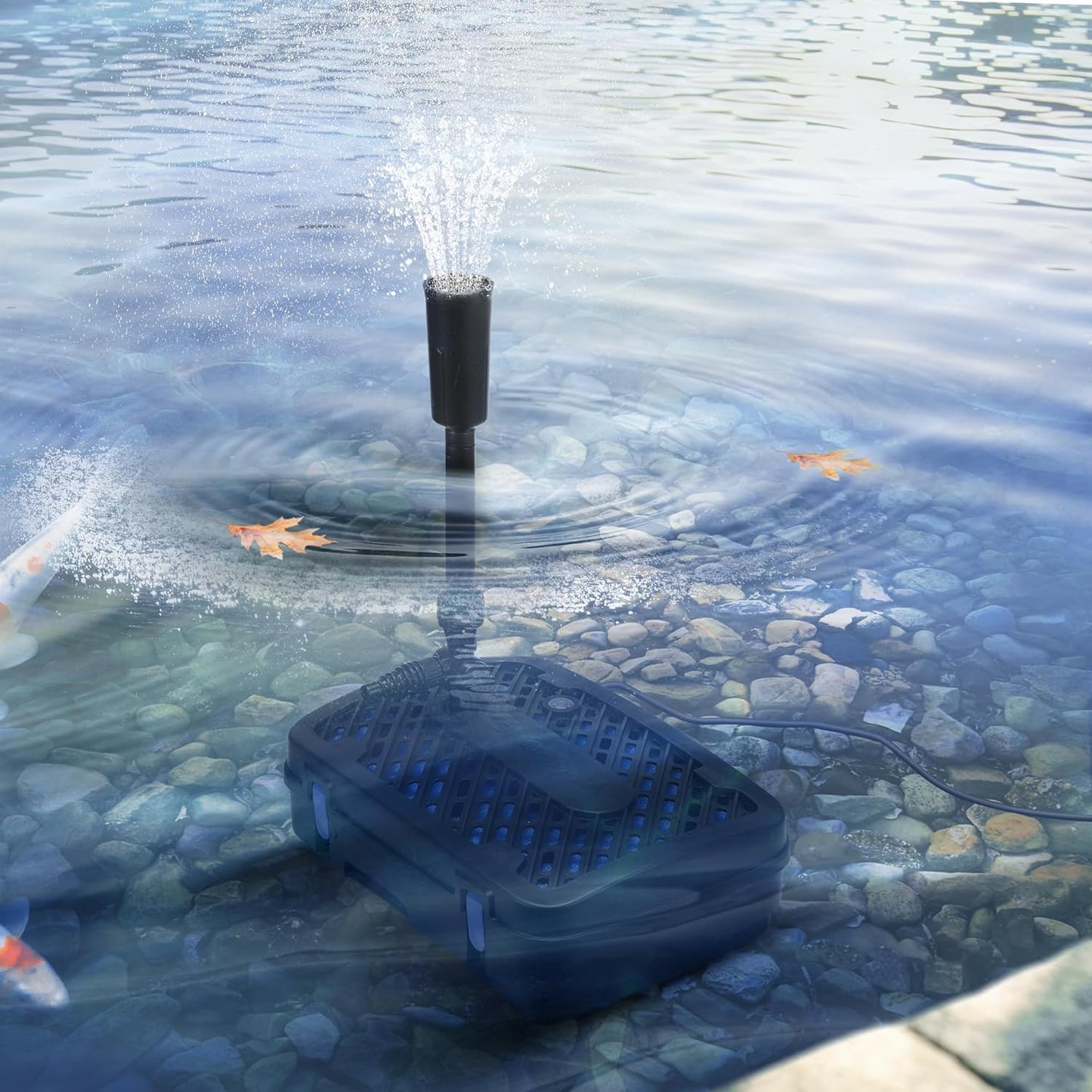 VIVOHOME All-in-One Pond Filter Fountain System Kits, 540 GPH Submersible Water Pump for Ponds up to 1060 Gallons