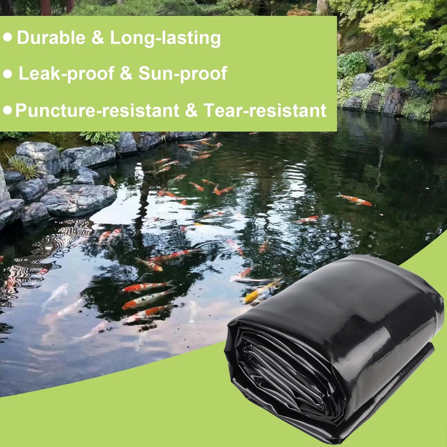 20 x 25 FT Pond Liner, 20 Mil Fish Pond HDPE Liner, Pond Liners for Outdoor Ponds, Koi Ponds, Garden Fountain, Waterfall