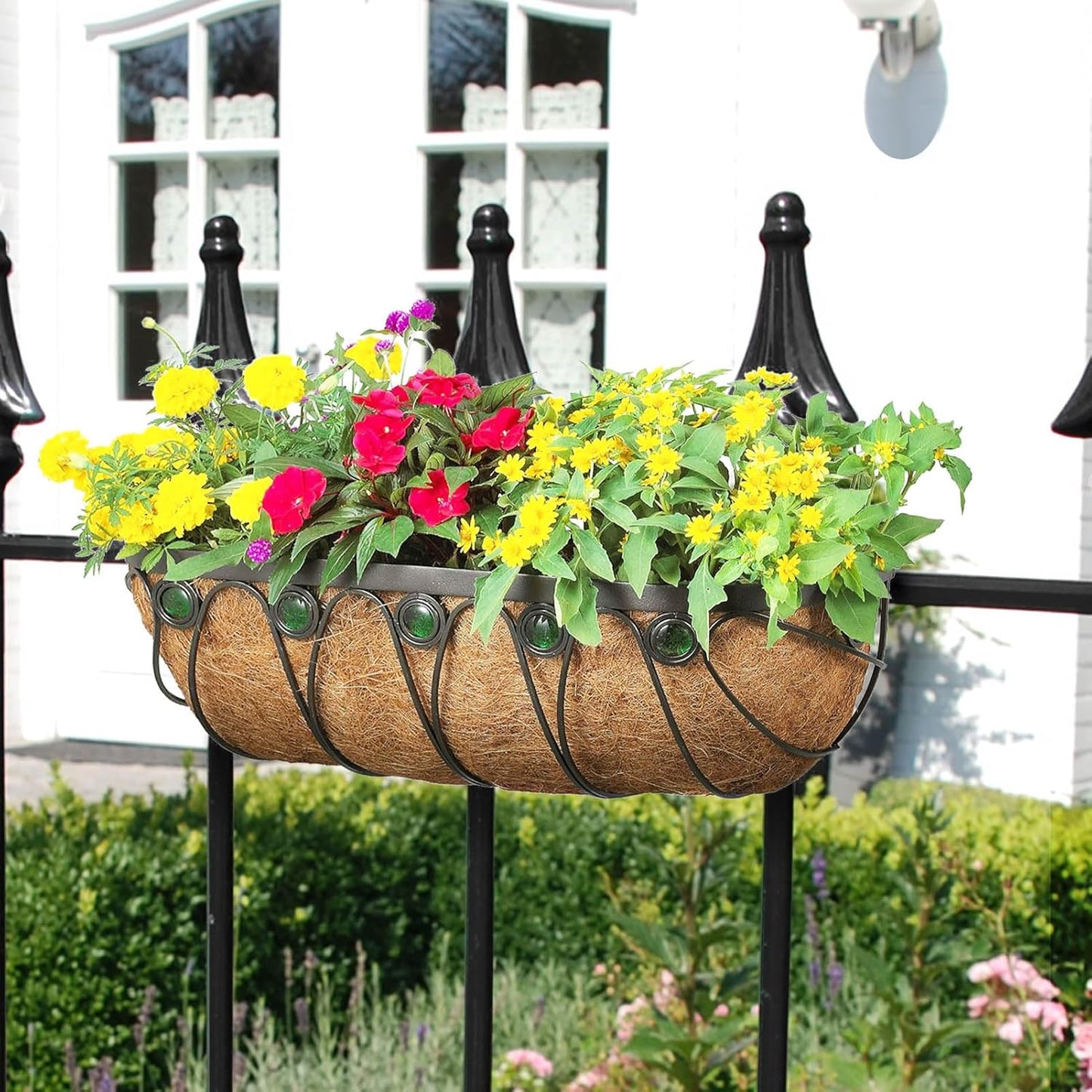4 Packs 24 inch Hanging Basket Liner Trough Coco Coir Liner for Planter Replaceable Natural Coconut Fiber for Hanging Baskets Window Box Garden Fence Flower Pots Outdoor Indoor (4Pcs 24 inch)