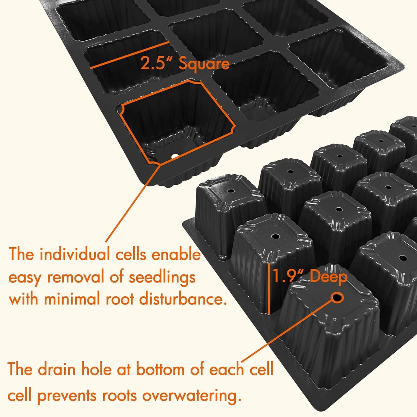 Gardzen 10-Pack Seed Starter Kits, Reusable Plant Germination Trays with Total 150-Cell, Seed Starter Tray with Humidity Vented Domes and Bases for Starting Vegetable Flower Herb Seeds 15" x 9"