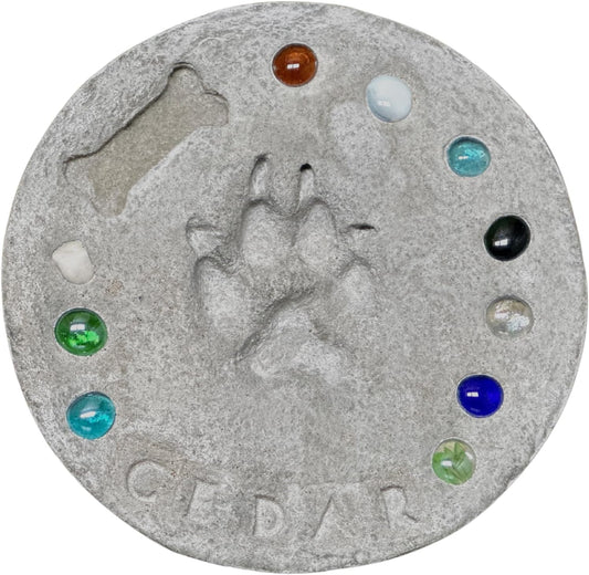 DIY Paw Print Stepping Stone Kit, Pet Memorial Stone, Pet Garden Stone (10 Inch + Stamp Set)