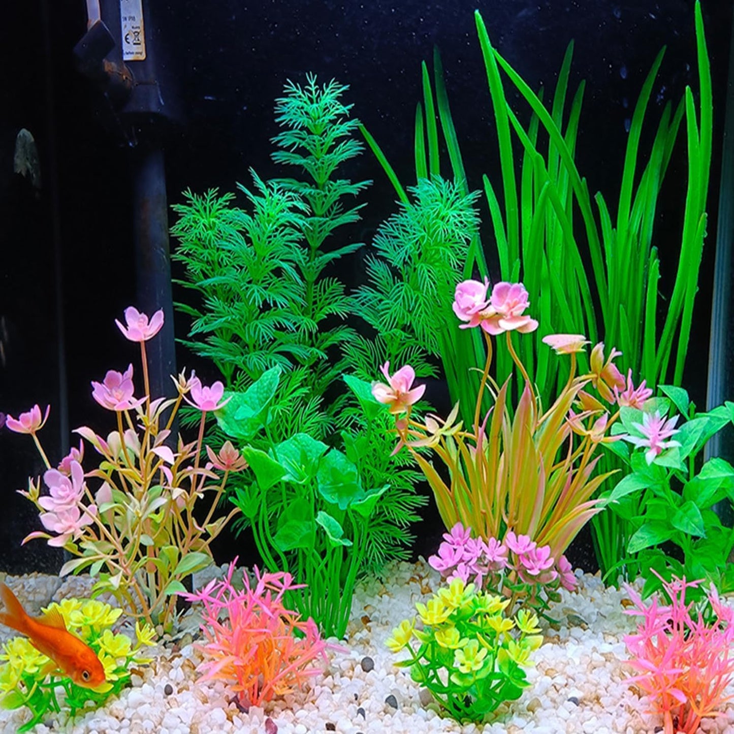 11 Pieces Colorful Artificial Fish Tank Decorations, Aquarium Decorations Fish Tank Green Artificial Plastic Plants, Small to Large (4-8Inch)