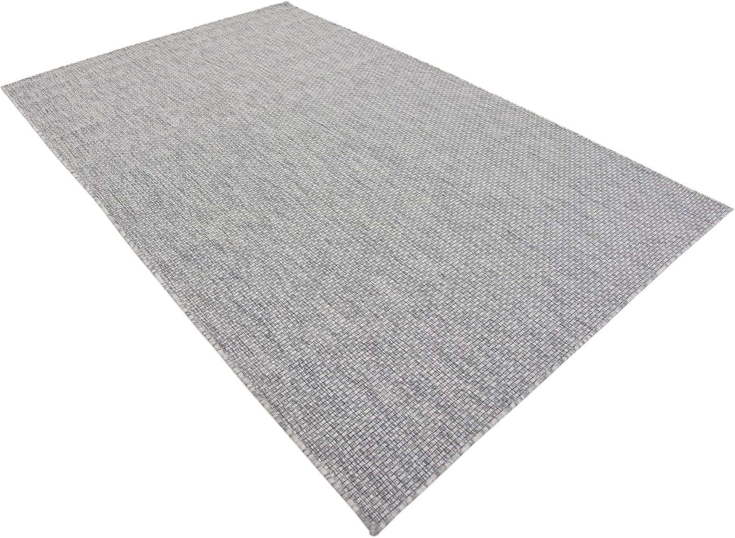Unique Loom Collection Casual Transitional Solid Heathered Indoor/Outdoor Flatweave Area Rug (5' 3" x 8' Rectangle, Light Gray/Ivory)