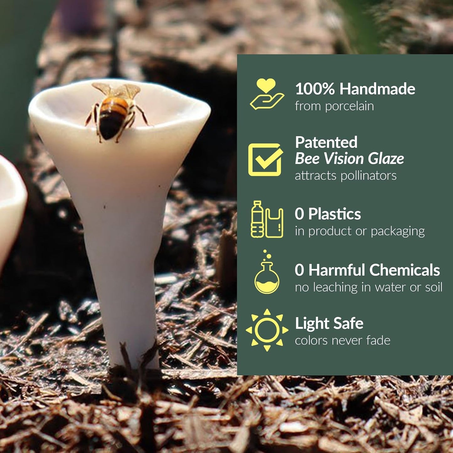 5 Pack, Bee Watering Station, 100% Handmade Porcelain, Bee and Butterfly Feeder for Garden, Outdoor Feeders for Thirsty Pollinators, Plastic Free, Pollinator Attracting Glaze (5, Blue)