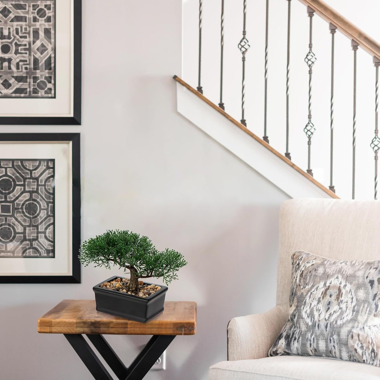 Artificial Bonsai Tree Juniper Faux Plants Indoor Fake Plants Decor with Ceramic Pots for Home Table Office Desk Bathroom Shelf Bedroom Living Room Farmhouse Decoration