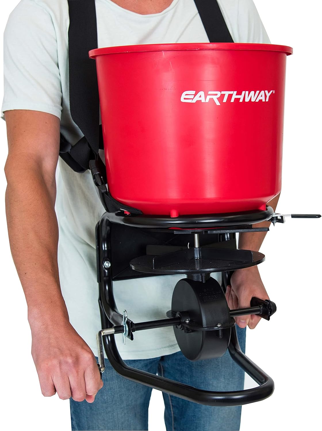 EarthWay 3100 40 LB (18 KG) Professional Chest Mount Hand Crank Broadcast Spreader Including Even Spread Technology, Comfortable & Adjustable Harness Strap and Rain Cover