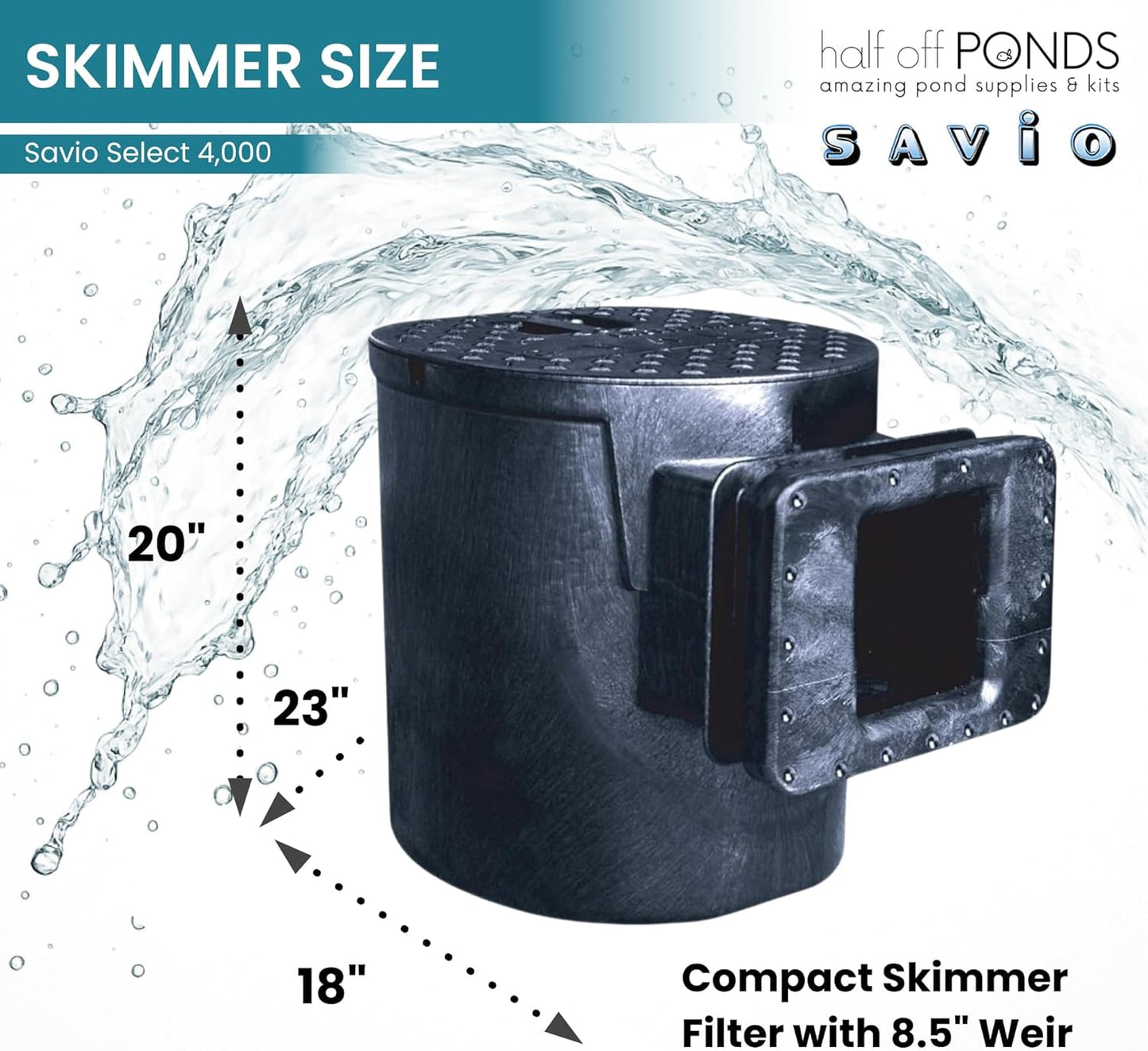 HALF OFF PONDS Savio Select 4,000 GPH Submersible Pump Pond Kit with 10' x 15' PVC Plastic Pond Liner for Water Garden & Koi Pond