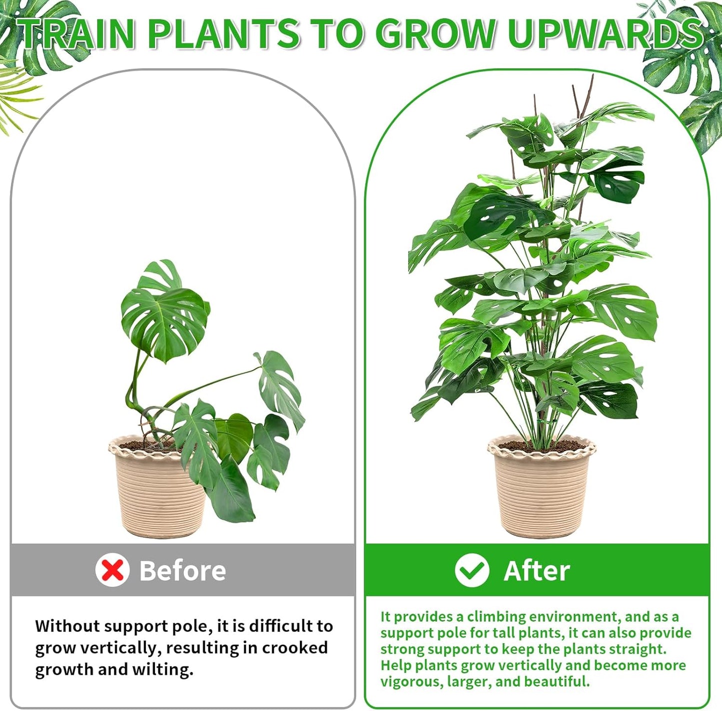 4 Pack 27.56" Detachable Twig Plant Support Stakes Set, Blends in to Plant, Branch Plant Sticks with Orchid Clips Twist Plant Ties, Twig Trellis for Indoor Outdoor Plants Potted Plants Flower