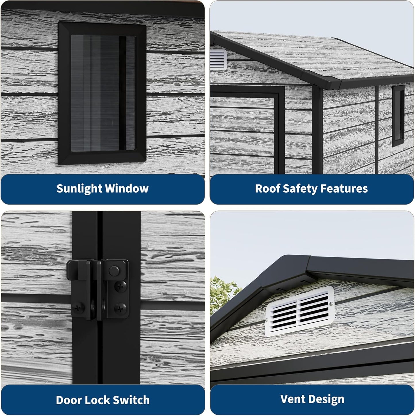 All-Weather Plastic Shed with Window, Outdoor Resin Garden Shed with Lockable Door and Vents, Outdoor Resin Storage Sheds for Backyard, Patio, Lawn, Tool, Bike