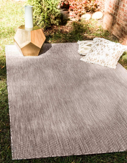 Unique Loom Collection Casual Transitional Solid Heathered Indoor/Outdoor Flatweave Area Rug (6' 1" x 9' Rectangle, Beige/Ivory)