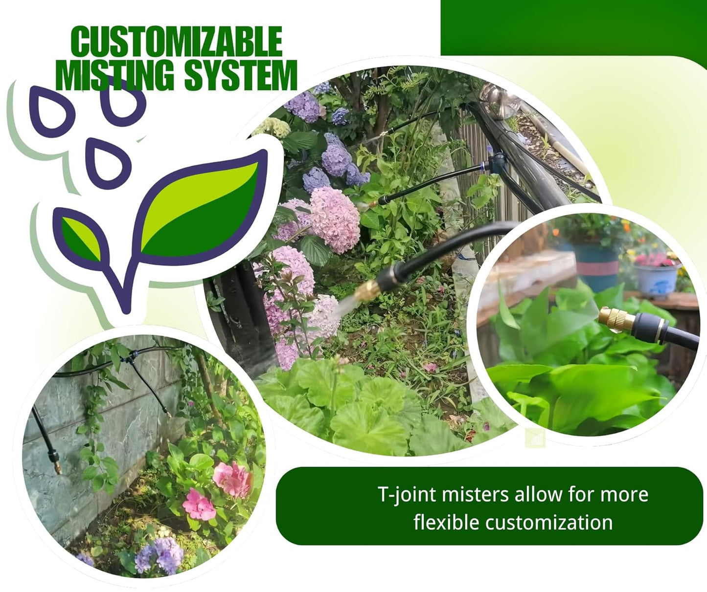 10pk Brass Misting Nozzles Tee 8 inch 360 Degree Adjustable Copper Sprayer, Compatible with1/4 trubing Hose Watering Plant Drip Irrigation Pneumatic Fittings Connection for Watering Garden(10pk)