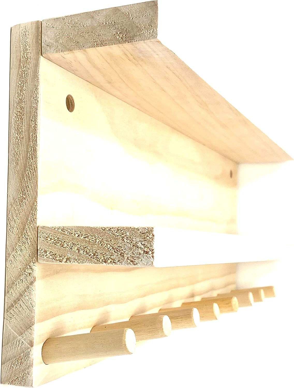 Full Size Baseball Bat Rack Display Case 4-7 Bats 8 Balls Natural Finish Wall Mount