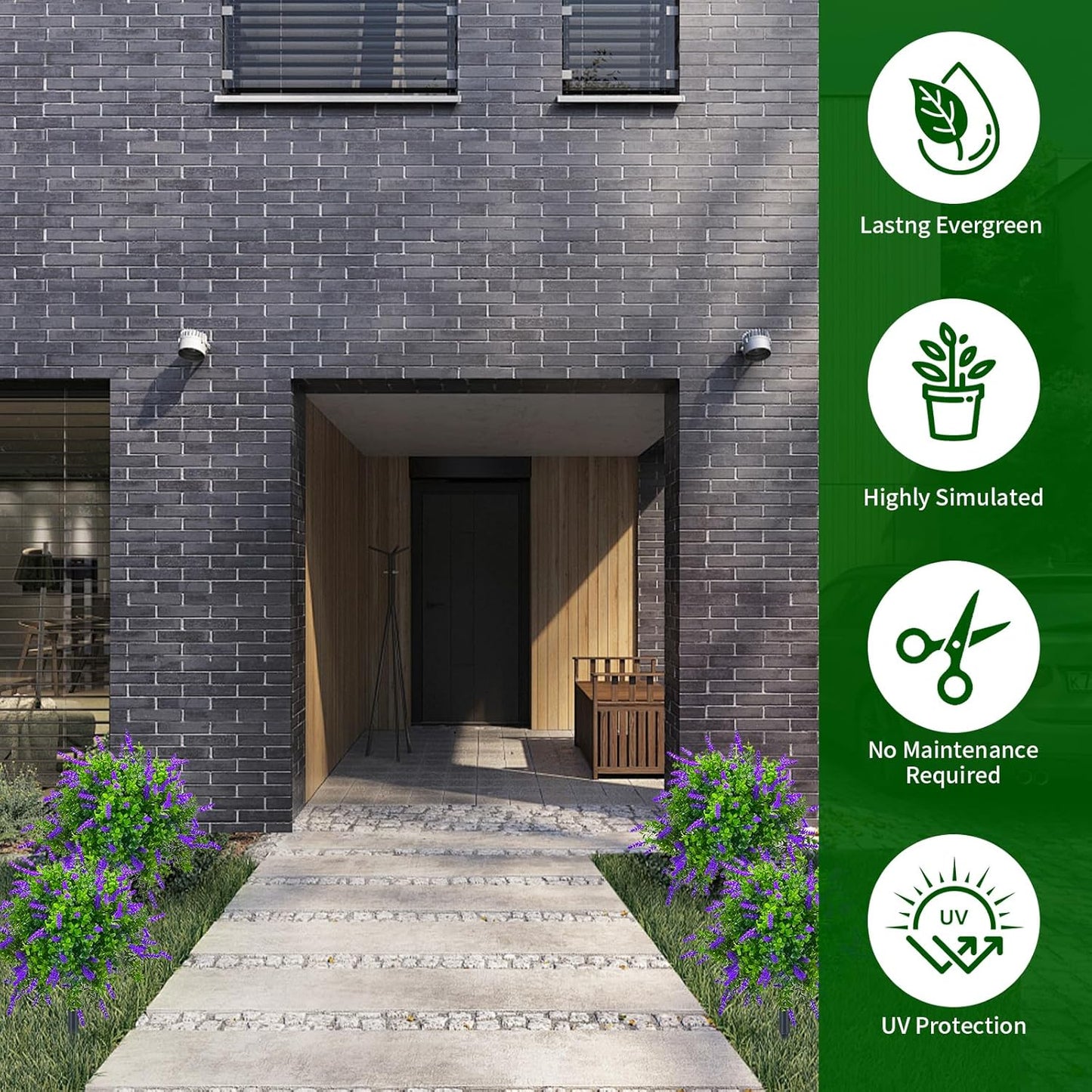 23.6" Artificial Lavender Topiary Ball Trees with Ground Spike, 2 Pack Faux Potted Plants with UV Resistant Purple Flowers for Indoor Outdoor Home Garden Patio Porch Decoration