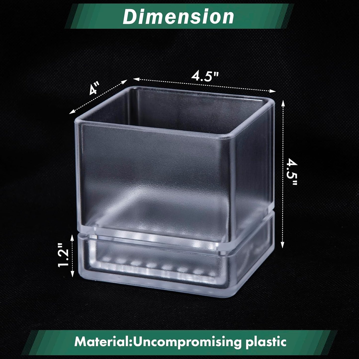 4 Inch Herb Planter Pot, Plastic Planter with Drainage Holes and Saucer, Modern Decorative Gardening Pot for Indoor Plants, Flowers, Herbs, Succulents, Clear, Set of 3, 76-Y-D-3