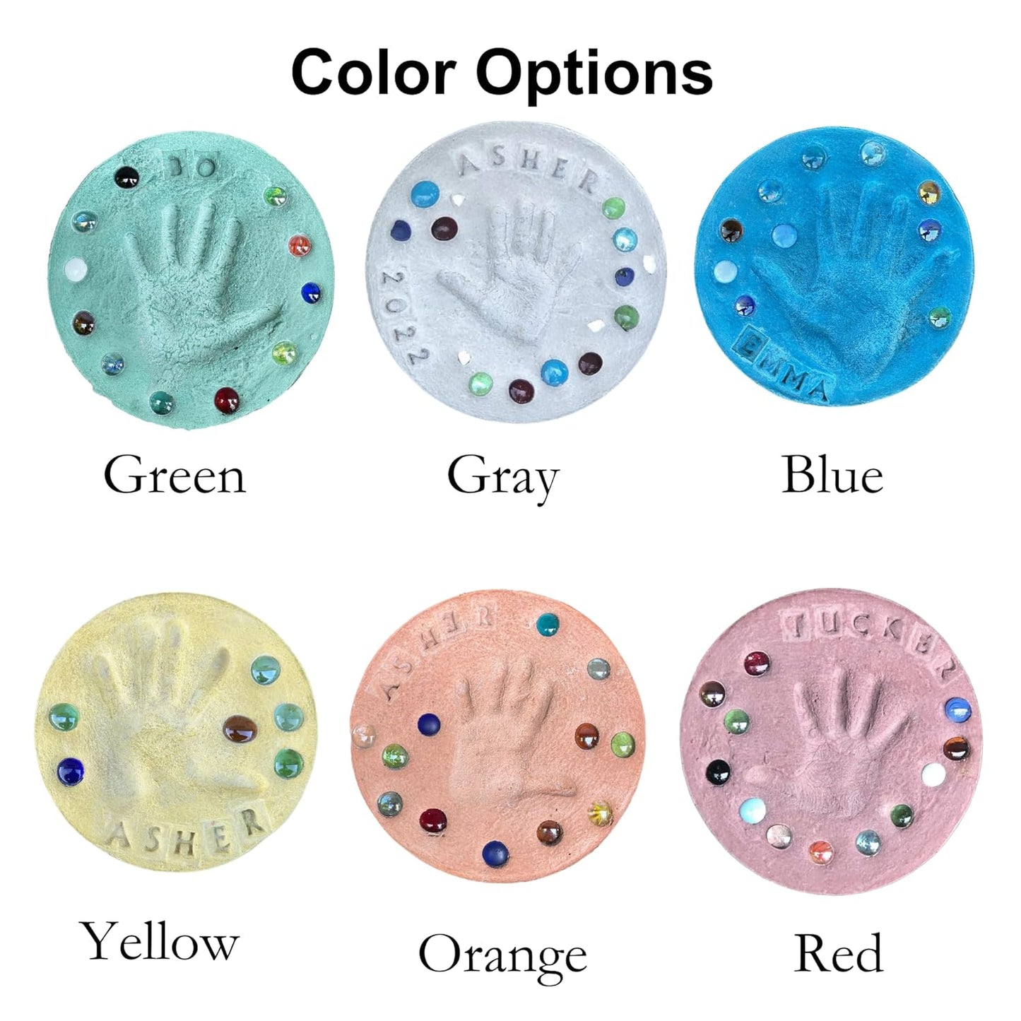 DIY Stepping Stone Kit with Color Pigment, Handprint Stepping Stone, Mother's Day Gift, Footprint Stepping Stone (8 Inch + Stamp Set, Yellow)