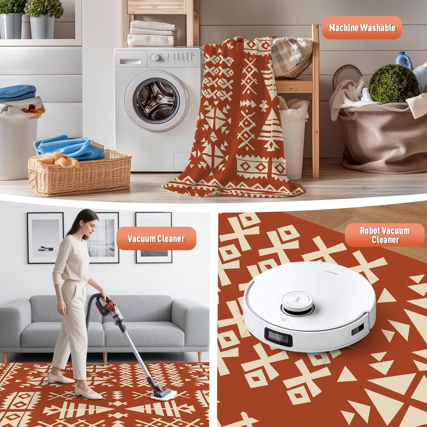 WILDROOTS 4x6 Feet Plastic Exotic Red Outdoor Rug, Stain Resistant Waterproof Reversible Outdoor Patio Rug, Fade Resistant Camping Rug