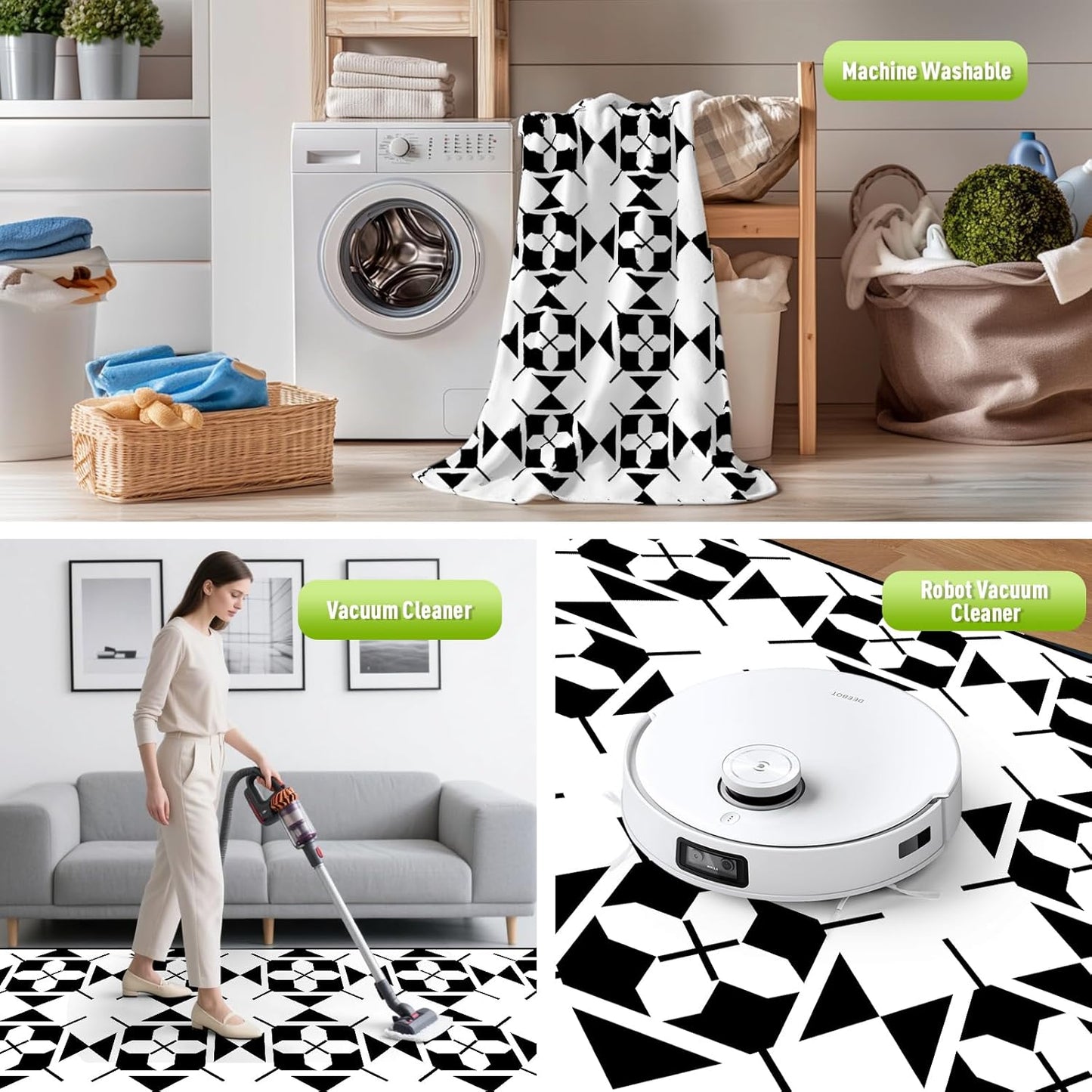 WILDROOTS 5x8 Feet Frame-in-Frame Plastic Outdoor Rug, Stain Resistant Waterproof Reversible Outdoor Patio Rug, Fade Resistant Camping Rug