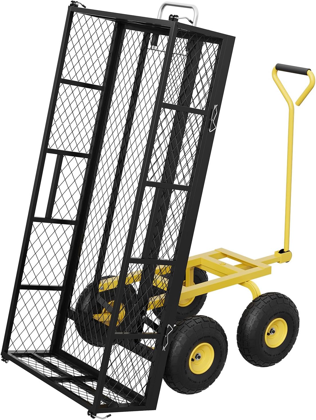 900 LBS Garden Dump Cart with Removable Sidewalls, Heavy Duty Steel Dump Wagon with 180° Swivel Handle & 10-inch Tires, Yard Cart Utility Wheelbarrow for Backyard Farm