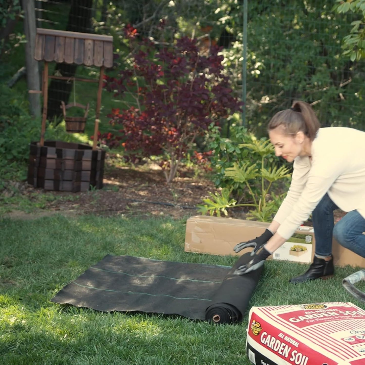 ECOgardener Premium Landscape Fabric, 4ft x 50ft Pro Garden Weed Barrier - Durable & Heavy Duty Weed Block Gardening Mat, Easy Setup