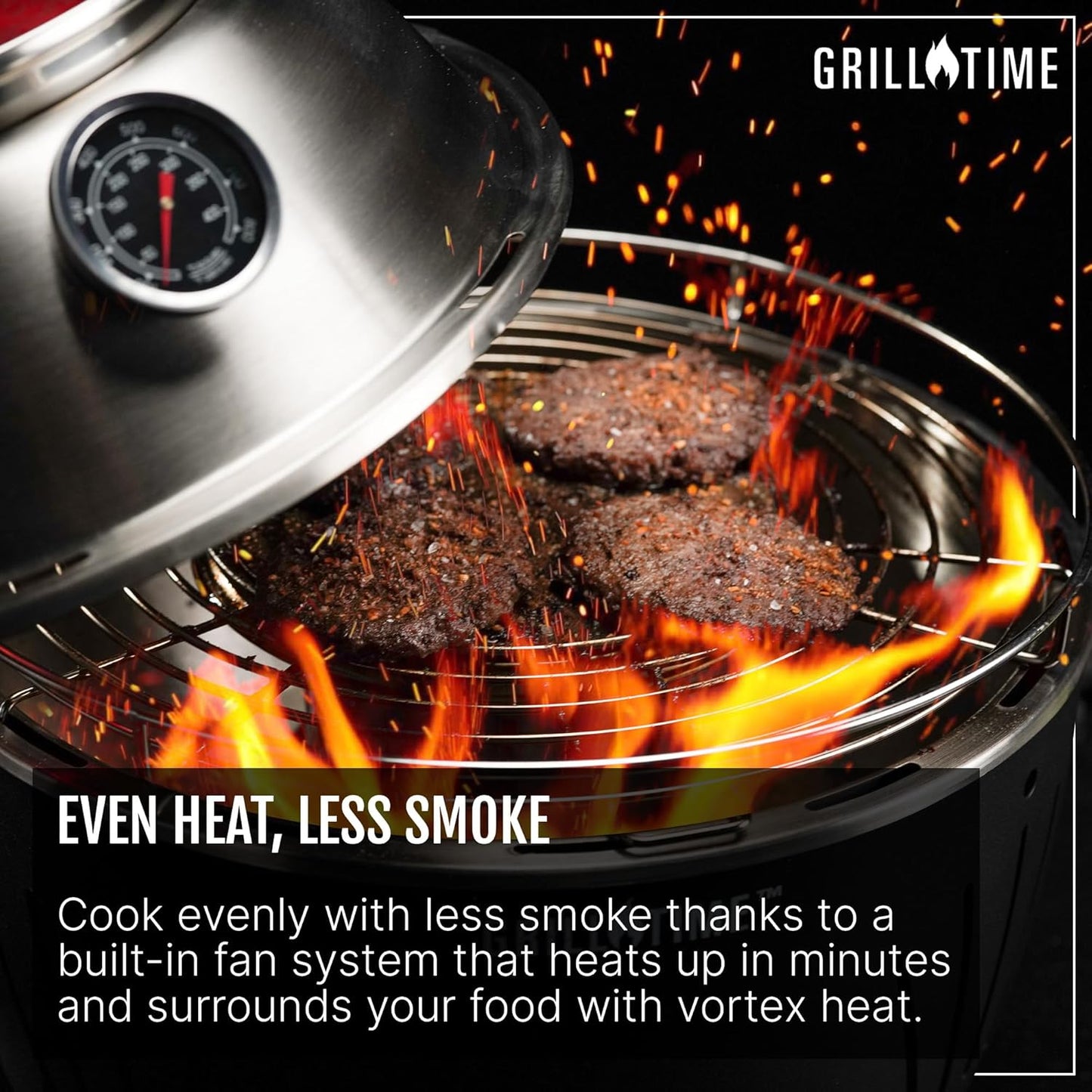 GrillTime Tailgater GT Hood Combo 13 Inch - Portable Charcoal Grill with Hood, Small Tabletop Grill for Tailgate Parties, Camping, Beach BBQ, Blue