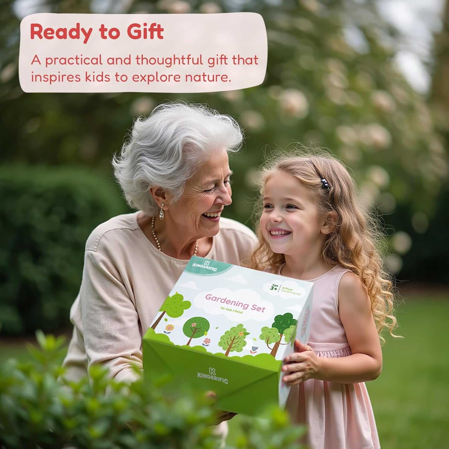 Gardening Set, Tool Kit, for Kids, STEM, Includes Tote Bag, Spade, Watering Can, Rake, Fork, Trowel and Gloves (Camo Quest)