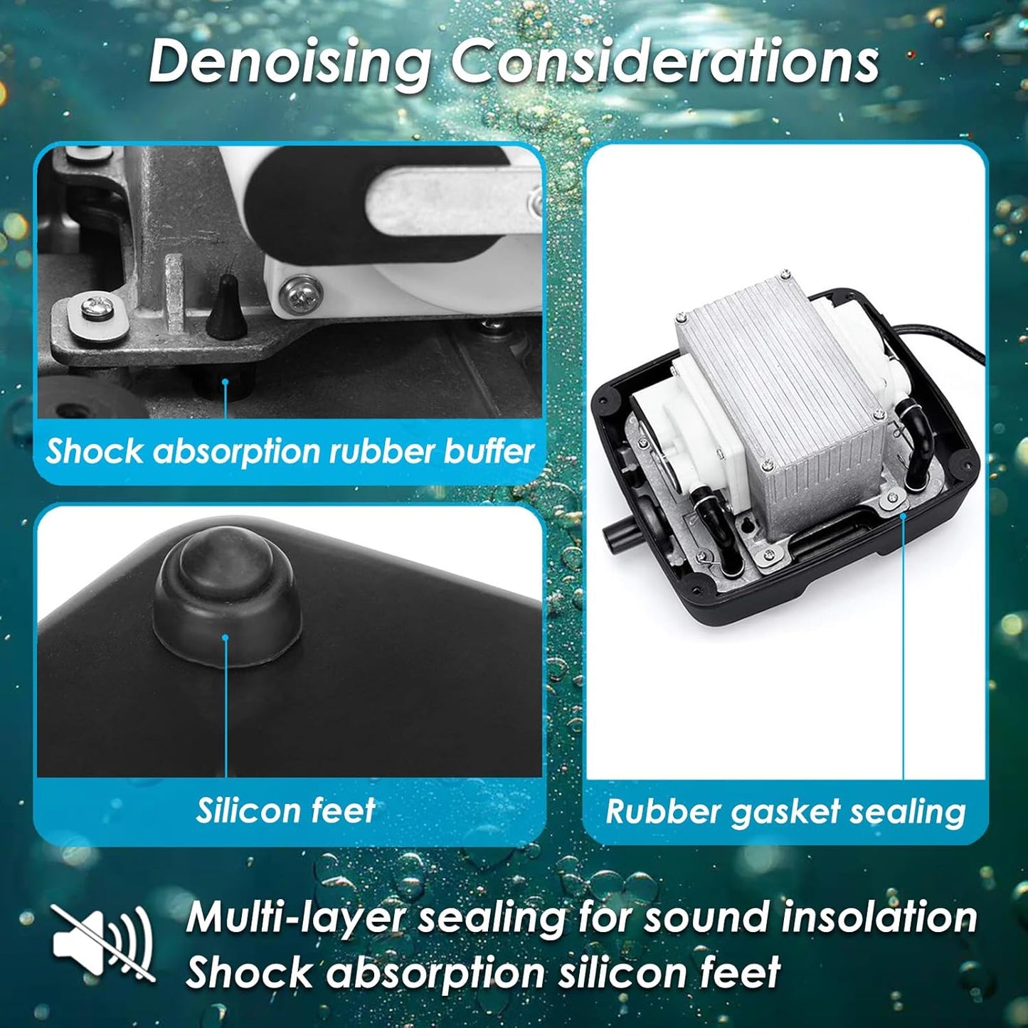 Powerful Linear Air Pump, KP-60 Pond Air Pump Pond Aerator, 950GPH Aeration System for Koi Pond Aeration, Aquarium, Waste Treatment, Fish Farm, Seafood Restaurant