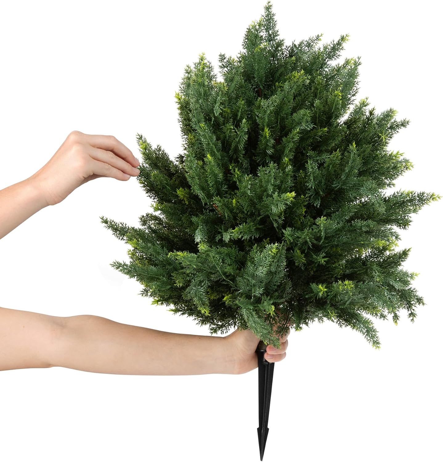 Premium 16" Diameter Artificial Cypress Topiary – Set of 2 Faux Plants with Ground Spikes – UV-Resistant, Realistic Outdoor & Indoor Greenery – Weatherproof Garden Landscaping Décor