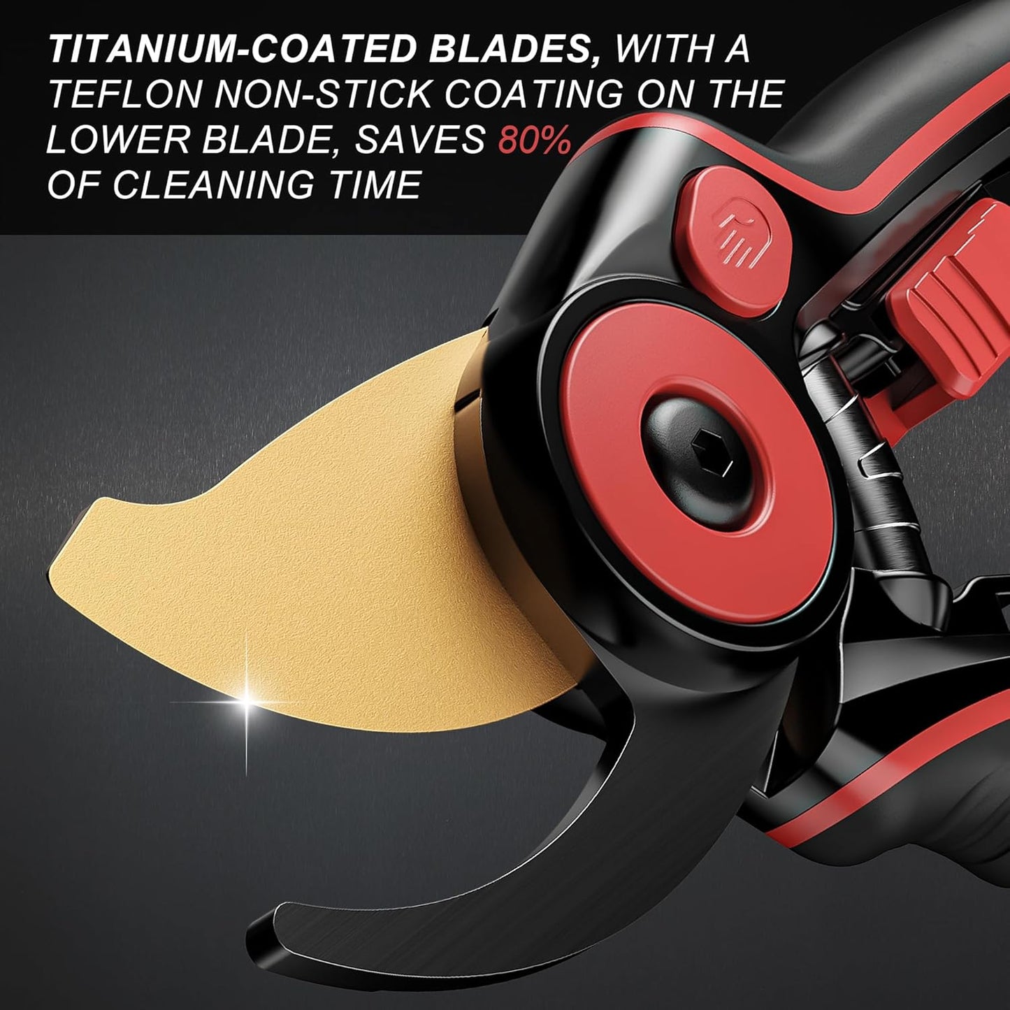 FLORA GUARD Professional Pruning Shears for Gardening, 20mm Clean Cut, SK5 Titanium-Coated Blade, Non-Stick Teflon Coating, Ergonomic TPR Handle, Garden Clippers for Men & Gardeners