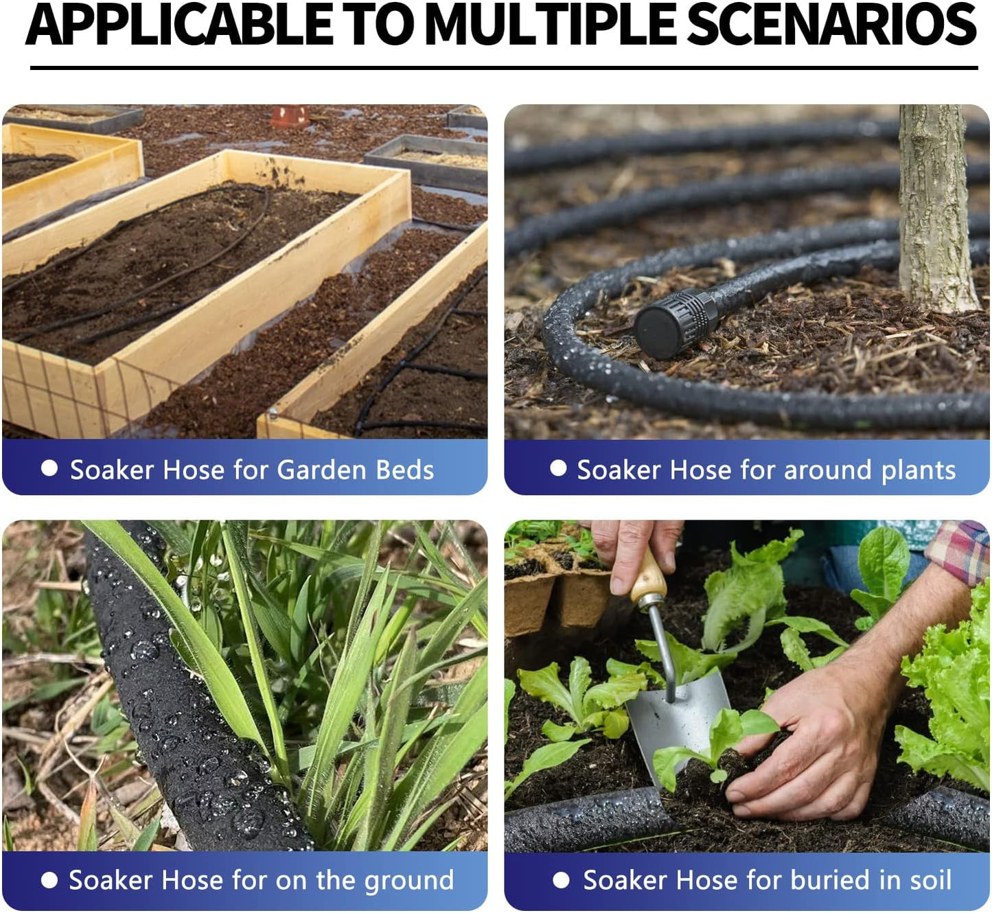 3 Pack Soaker Hose 25 FT, 1/2’’ Diameter Heavy Duty Soaker Hoses 75 FT for Garden Beds To Save 70% Water, Short Drip Soaker Hose for Vegetable Beds (3 Pack 25 FT)