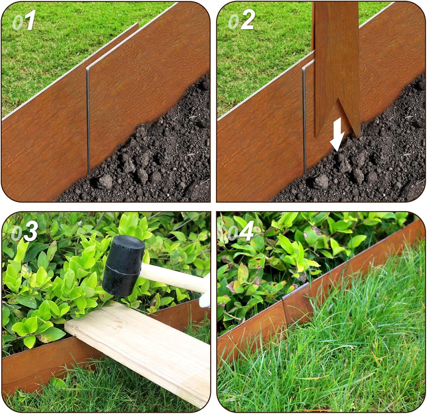 40" L X 8" H Corten Steel Landscape Edging,6 Pack Landscape Edging with 7 Clips and Gloves,Garden Edging Border for Lawn, Flower Bed, Yard (Rust-Colored)