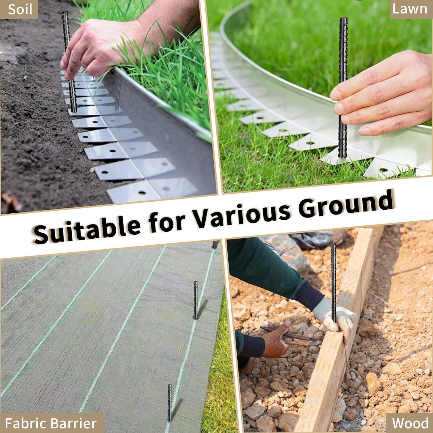 16 inches Rebar Stakes 18-Pack Heavy Duty Ground Stakes Rebar Spikes Garden Stakes Metal Steel Stake for Concrete and Timber Straight Black