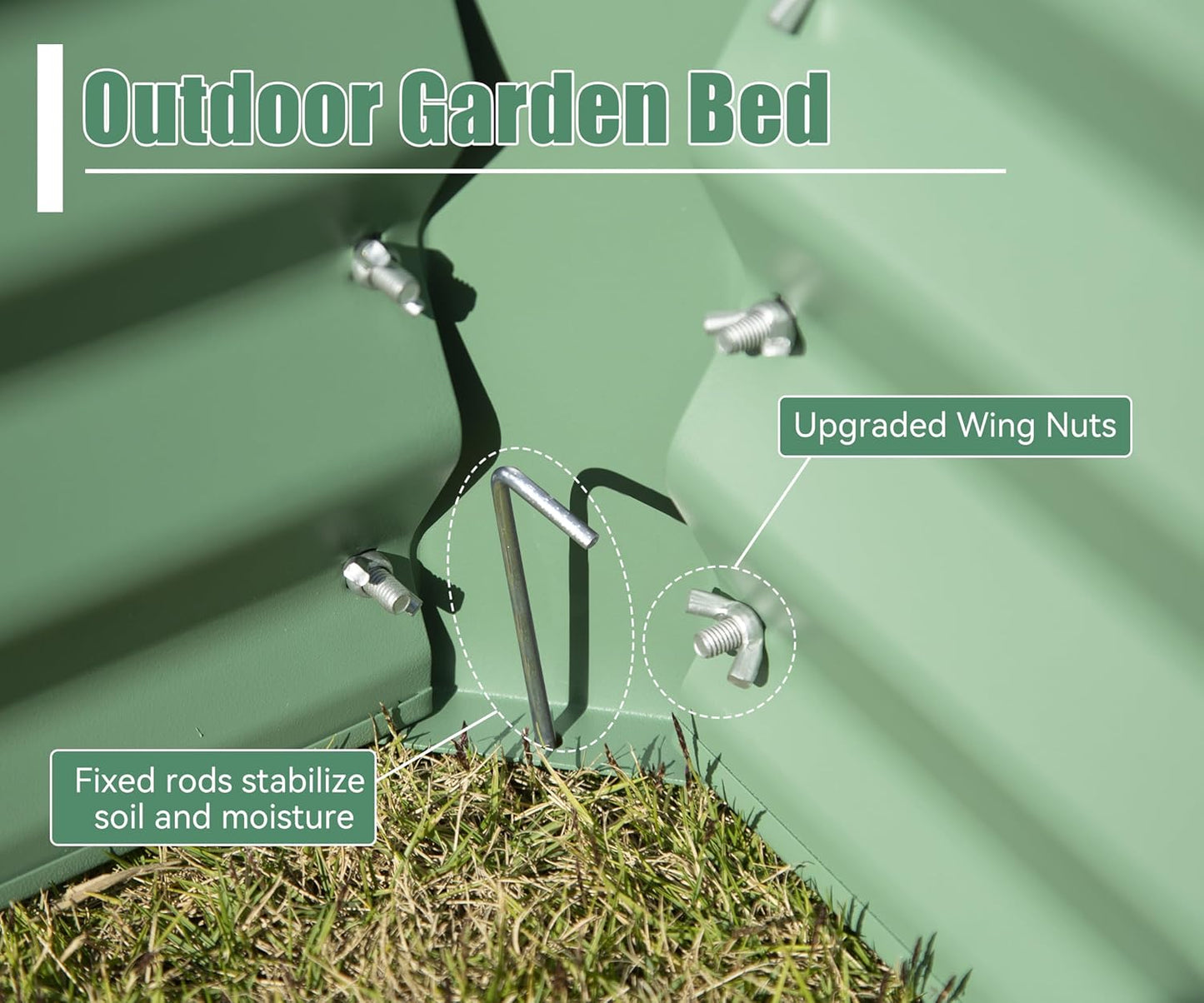 Domi Galvanized Raised Garden Bed, Outdoor Planter Garden Boxes Large Metal Planter Box for Gardening Vegetables Fruits Flowers, Green (8x4x1ft)