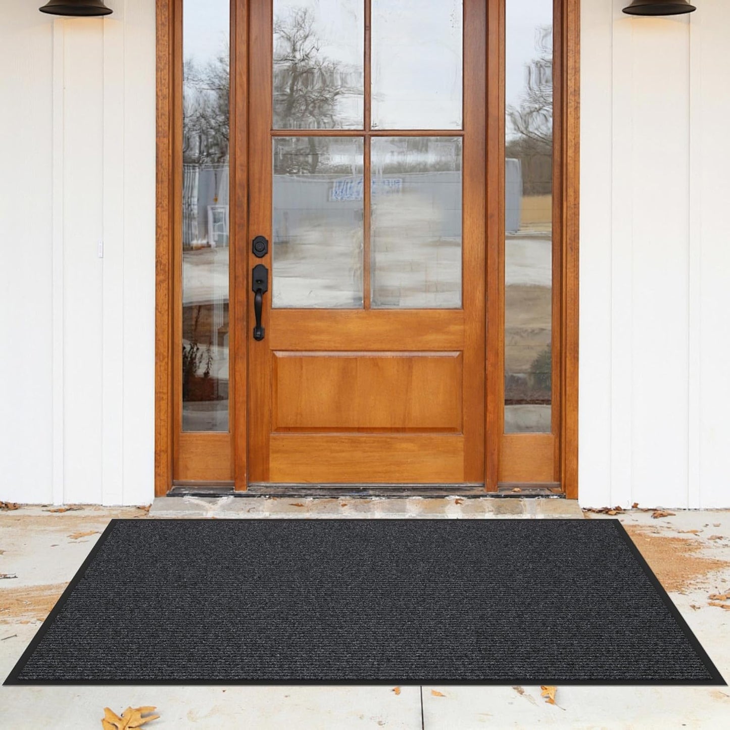 Front Door Mat, Heavy Duty Indoor Outdoor Entrance Door Mat, 72" x 24" Commercial Door Mats for Entryway, Durable Non-Slip Rubber Backing, Low-Profile Welcome Mats for Entry, Gray