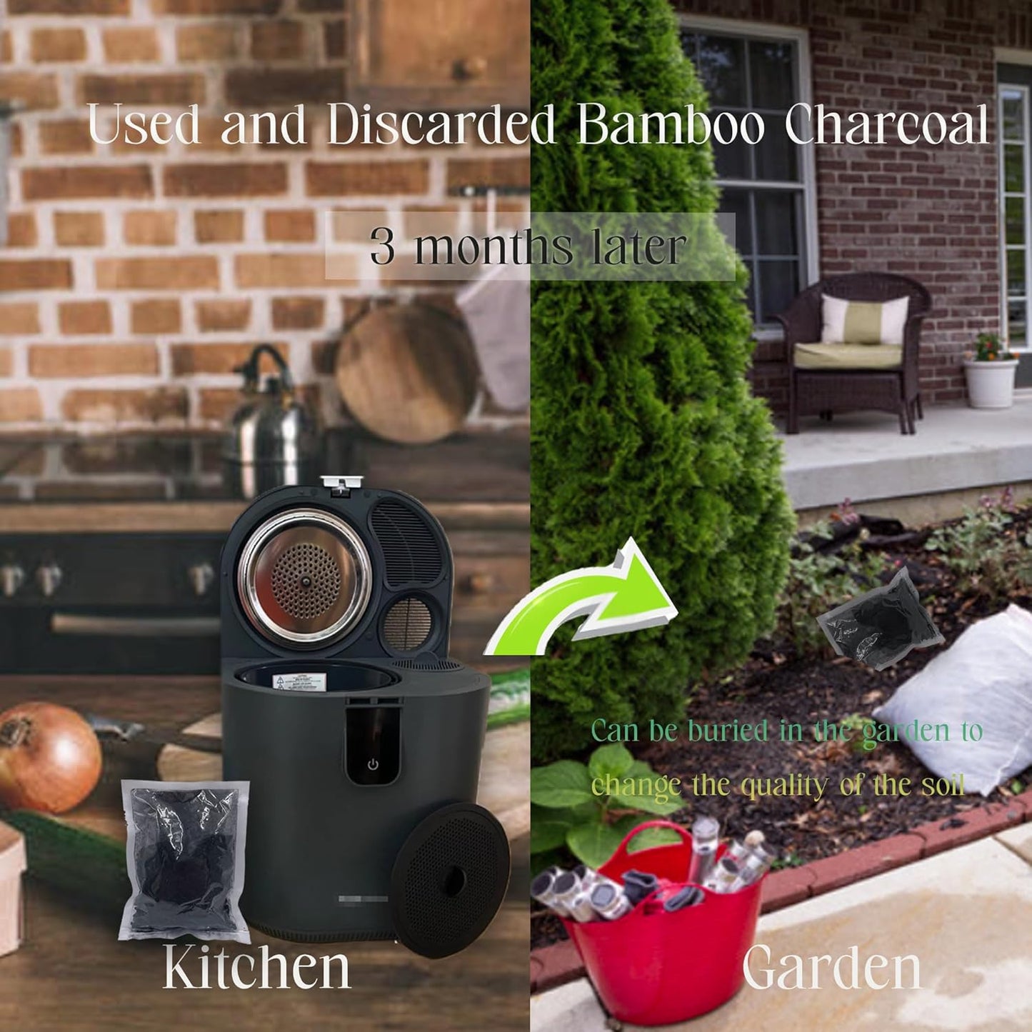 1.6 Pounds Activated Charcoal Filter Refill for FoodCycler Kitchen Waste Composters, Odor-Absorbing Replacement Carbon Compatible with Eco 5 FoodCycler Indoor Electric Composter(2PCS)