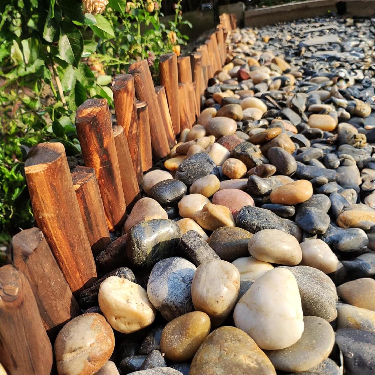 Large Pebbles for Landscaping 40lbs, 2-3 Inch River Rocks for Aquarium, High Polished Natural Decorative Stones for Vase Filler Fish Tank Gardening, Mixed Color