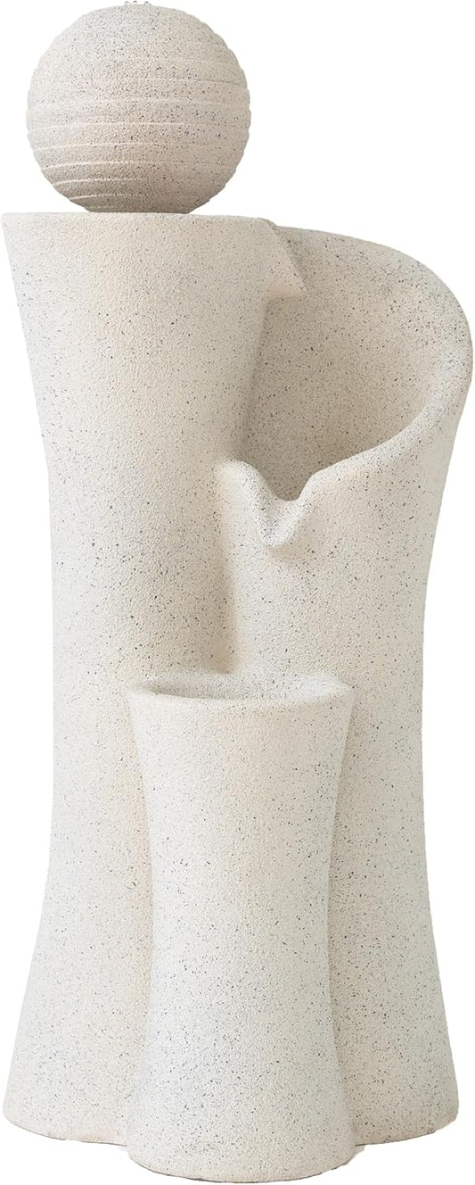 Xbrand 41" Modern Sphere Curve Cascading Fountain, Resin