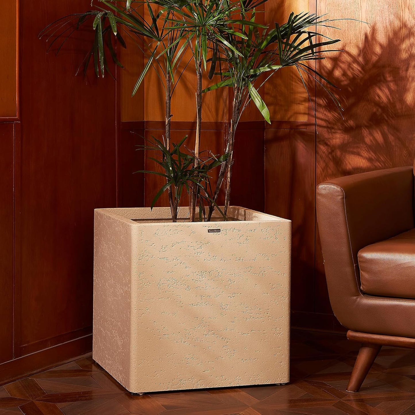 20 Inch Square Concrete Planter（20Lx20Wx20H，48 Pounds）,Durable All-Weather Use with Drainage Holes,Large Square Planter for Outdoor Indoor Plants