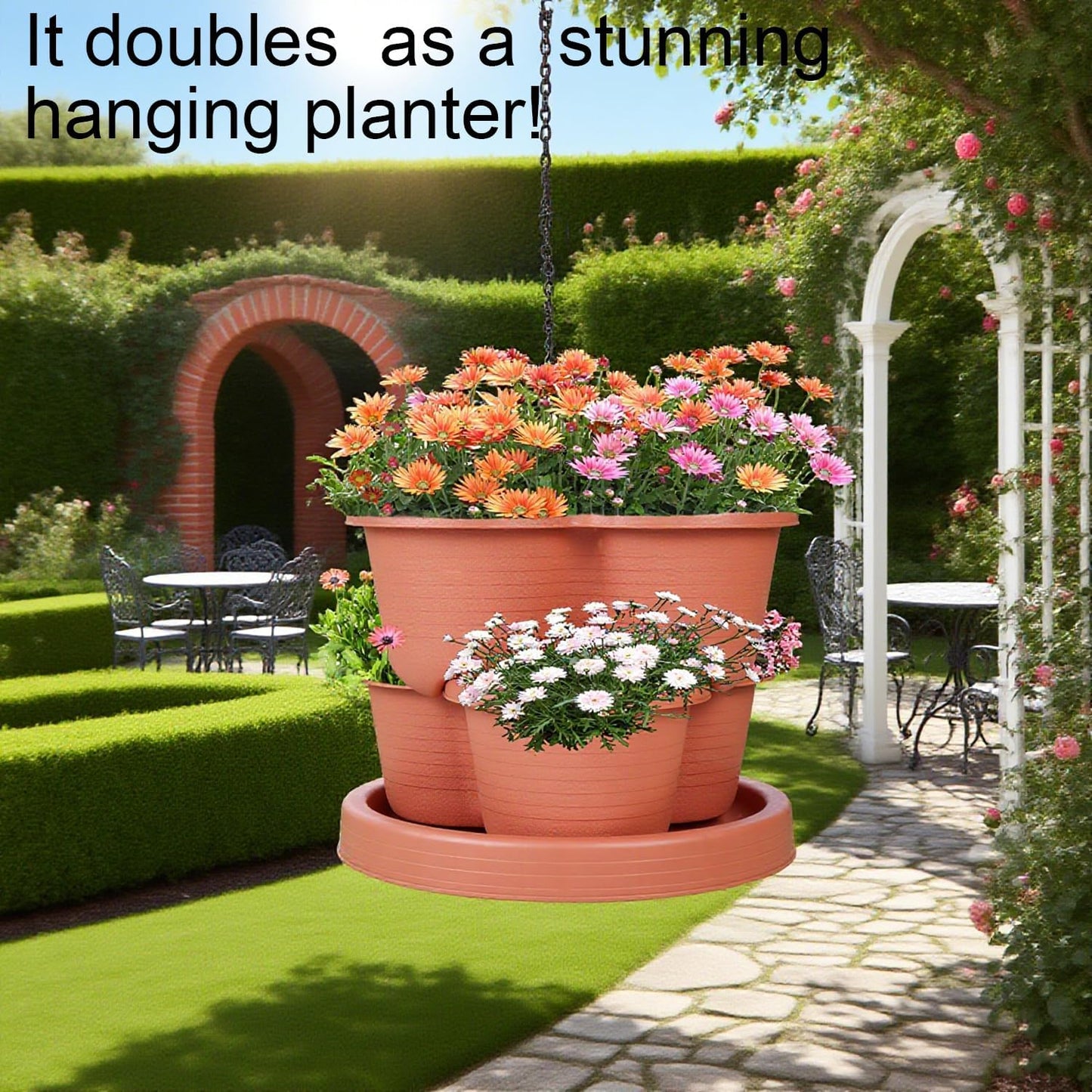 5-Tier Vertical Garden Tower Stackable Planter for Strawberries, Flowers, Vegetables & Herbs(Indoor & Outdoor)