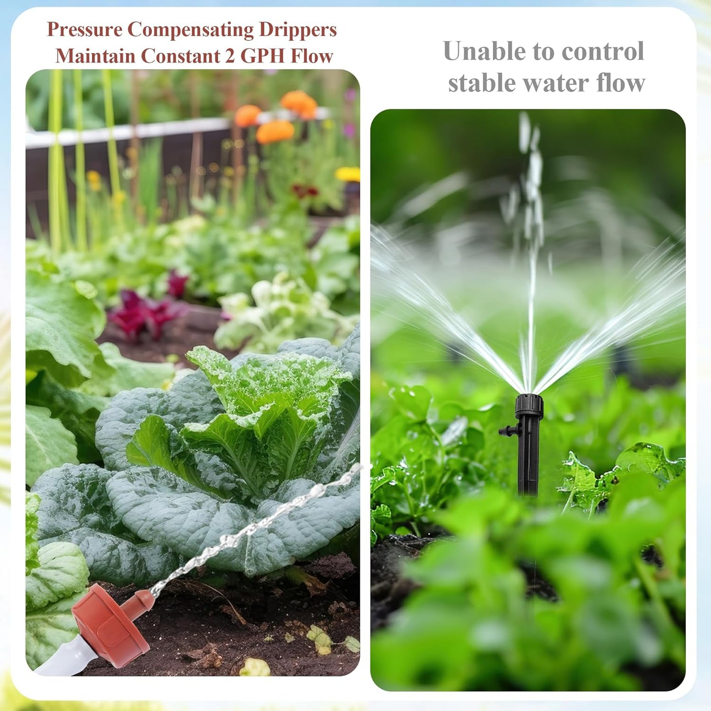 30Pcs 2GPH Pressure Compensating Irrigation Spot Drippers,Constant Flow Barb Outlet Watering Dripper Emitters Heads Parts for 1/4 Inch Watering Tubing Line for Garden Pots Plant Irrigation Systems